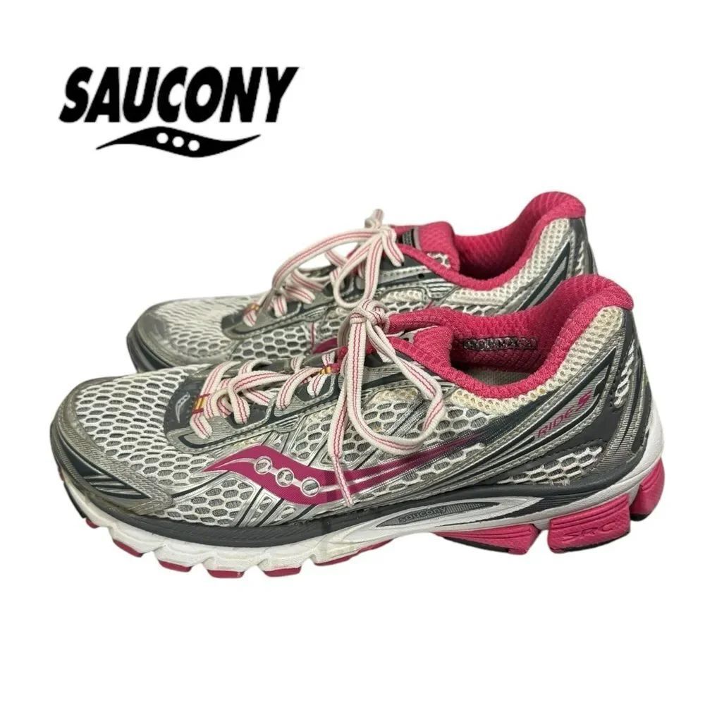 Saucony Women's Ride 5 10156-1 White Silver Pink Running Shoes Sneakers 6